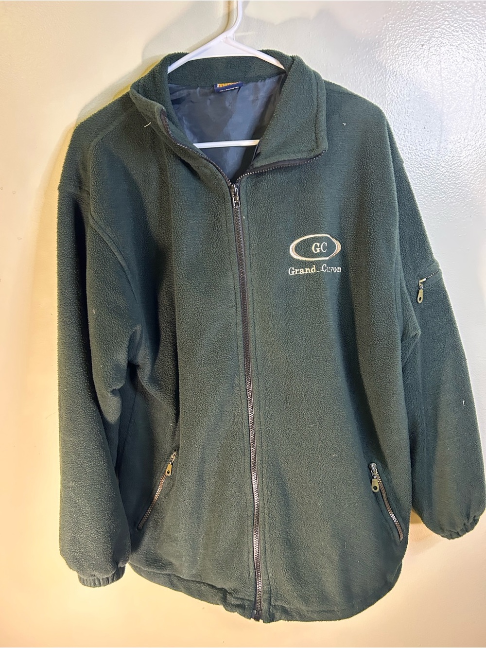Tipsy Dark Green Fleece Jacket with Zipper Pockets , Vintage 80s Grand Canyon